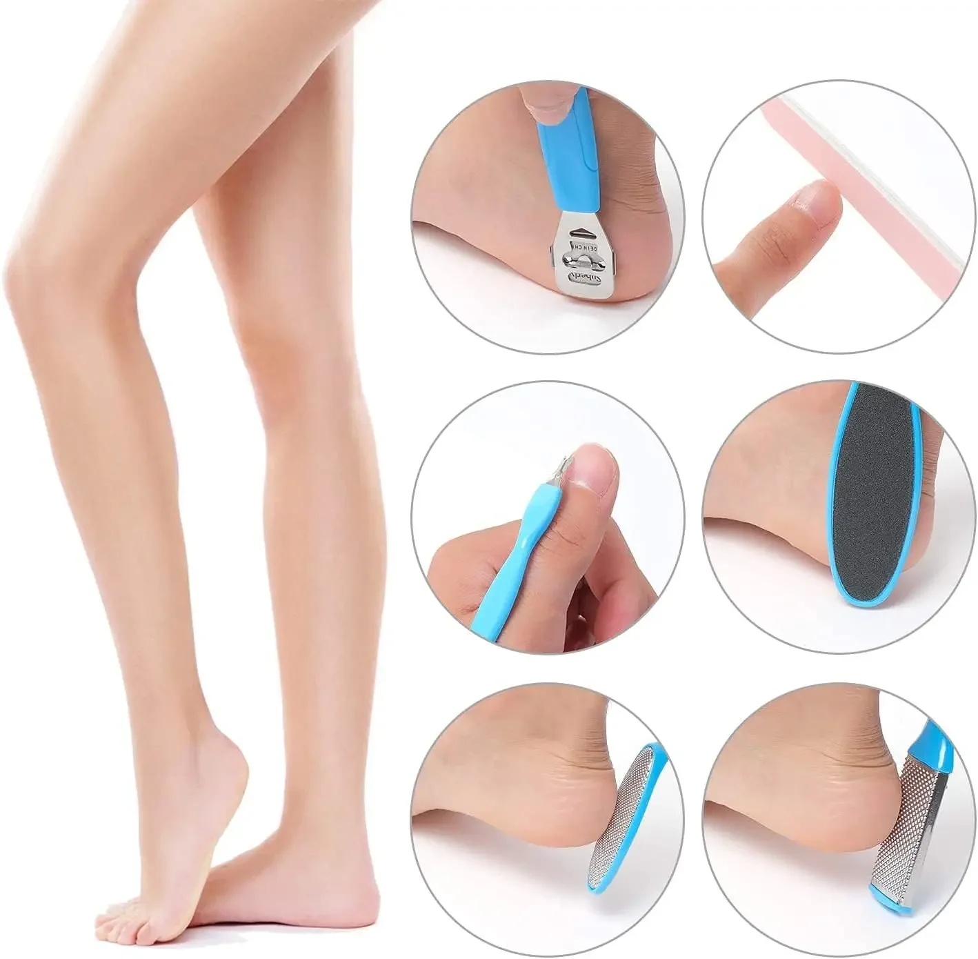 Foot File 8 Piece Set For Exfoliating Heel