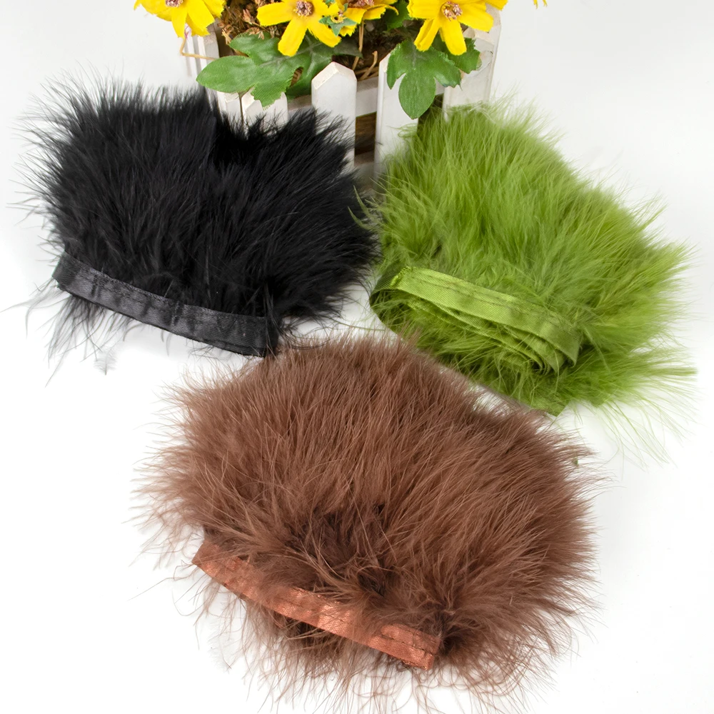 Craft Feathers 1Meter Marabou Feathers Fringe Trim 8-10CM for Needlework Handicrafts Feather Dress Accessories