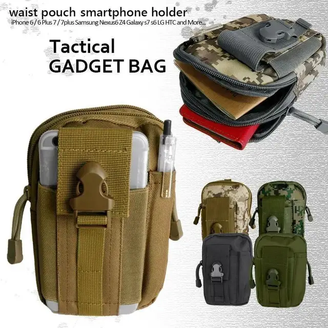 Molle Tactical Waist Pouch 1000D Nylon Fanny Pack Bag Men Outdoor Sport Running Belt Mobile Phone Holder Case Hunting Tool Bag 2