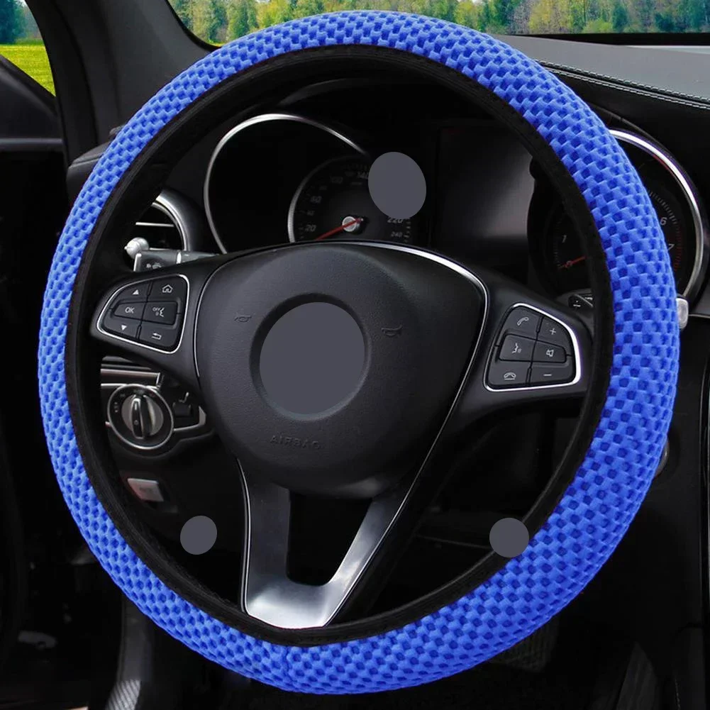 Vibrant Non-Slip Cloth Car Steering Wheel Cover - Fashionable Auto Decoration, 38CM
