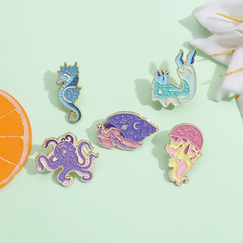 Sea Turtle Octopus Animals Enamel Pins Kids Brooches On Clothes Holiday  Gift Shoolbag Badges - Brooches - AliExpress