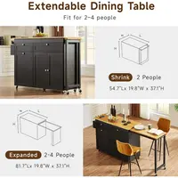 Kitchen Islands with Extendable Dining Table, 81.7" Mobile Kitchen Storage Islands, Rolling Kitchen Cart with Trash Cabinet 5
