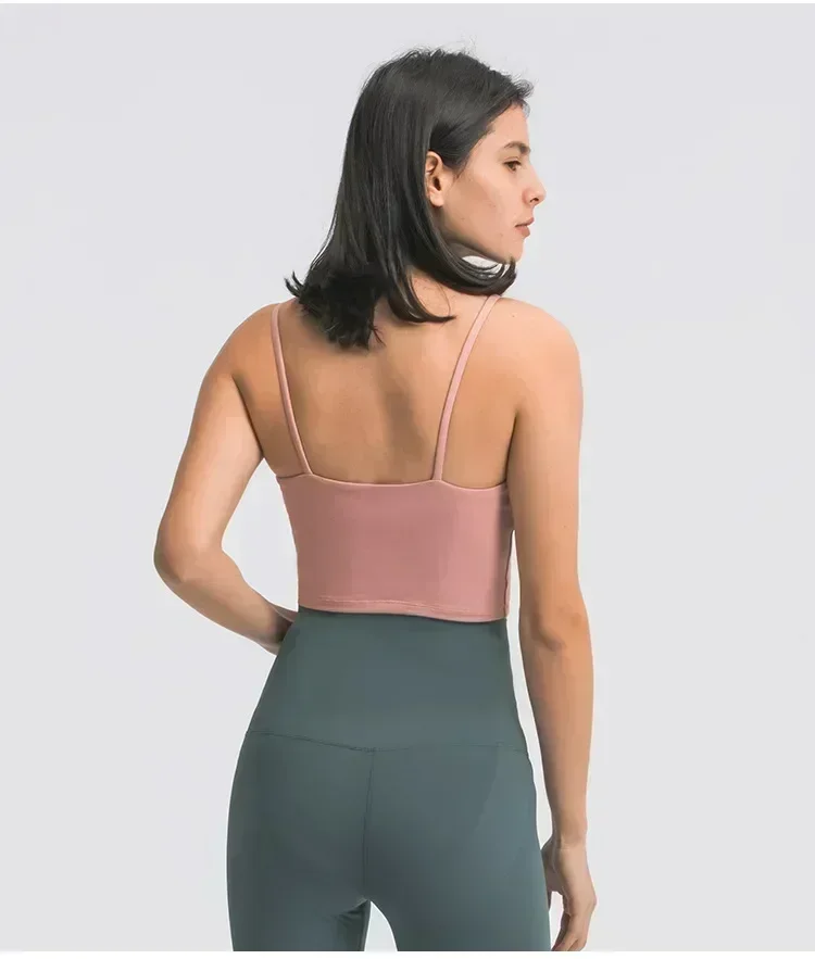 Lemon Sweetheart Light Support Spaghetti Strap Sport Bra Padded Backless Sweat-wicking Feels Weightless Yoga Built in Bra Top