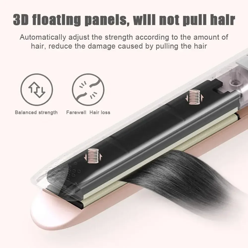 Mini 2 in 1 Hair Straightener Flat Iron Tourmaline Ceramic Splint Straightening Curling Tool Portable Curling Iron Small Hair 6