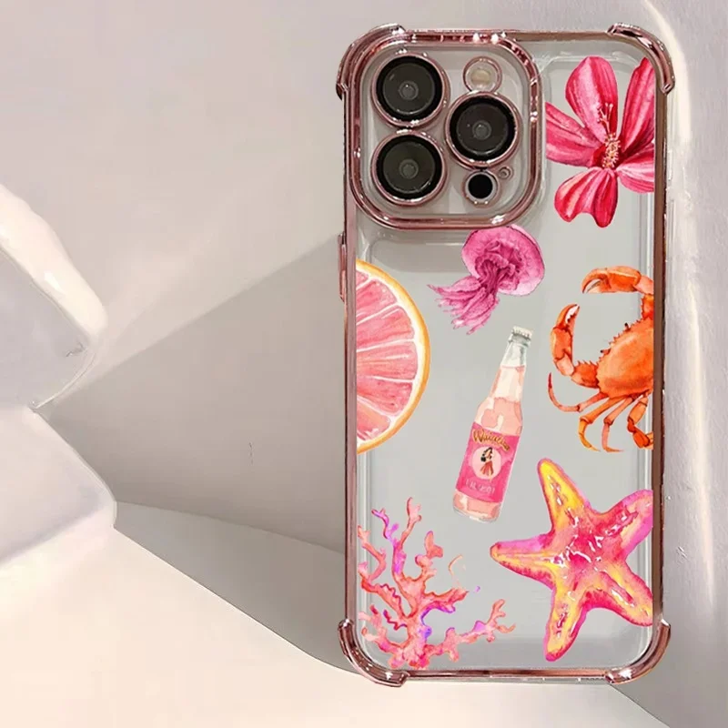 Ocean Jellyfish Shark Scenery Clear Soft Phone Case Cover
