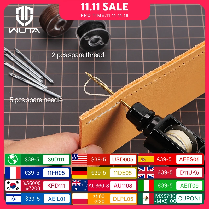 WUTA Leather Sewing Machine Stitching Awl Thread Kit Hand Speedy Stitcher DIY Craft Working Tools Set Shoemaker Canvas Repair
