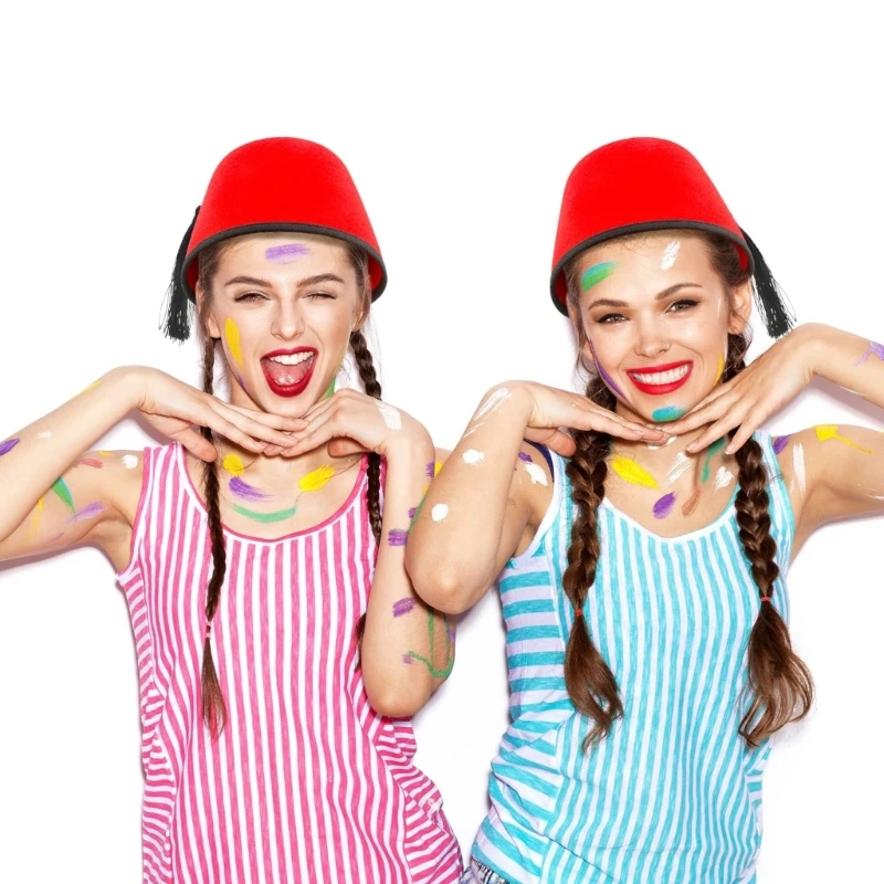 Cappello Fez Marocchino Rosso Con Nappa Nera - Copricapo Turco Per Uomo E Donna In Feltro Leggero - Foto 5