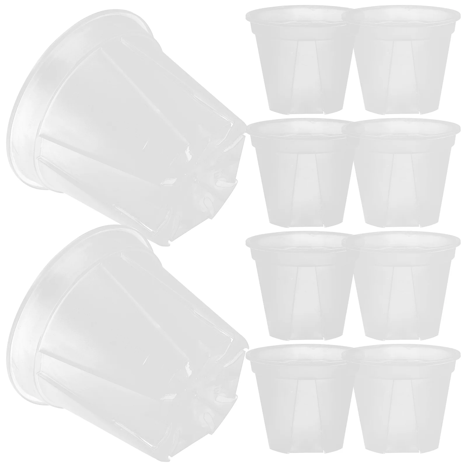 

10Pcs Transparent Planter Plant Pots with Drainage Holes for Flowers Cactus