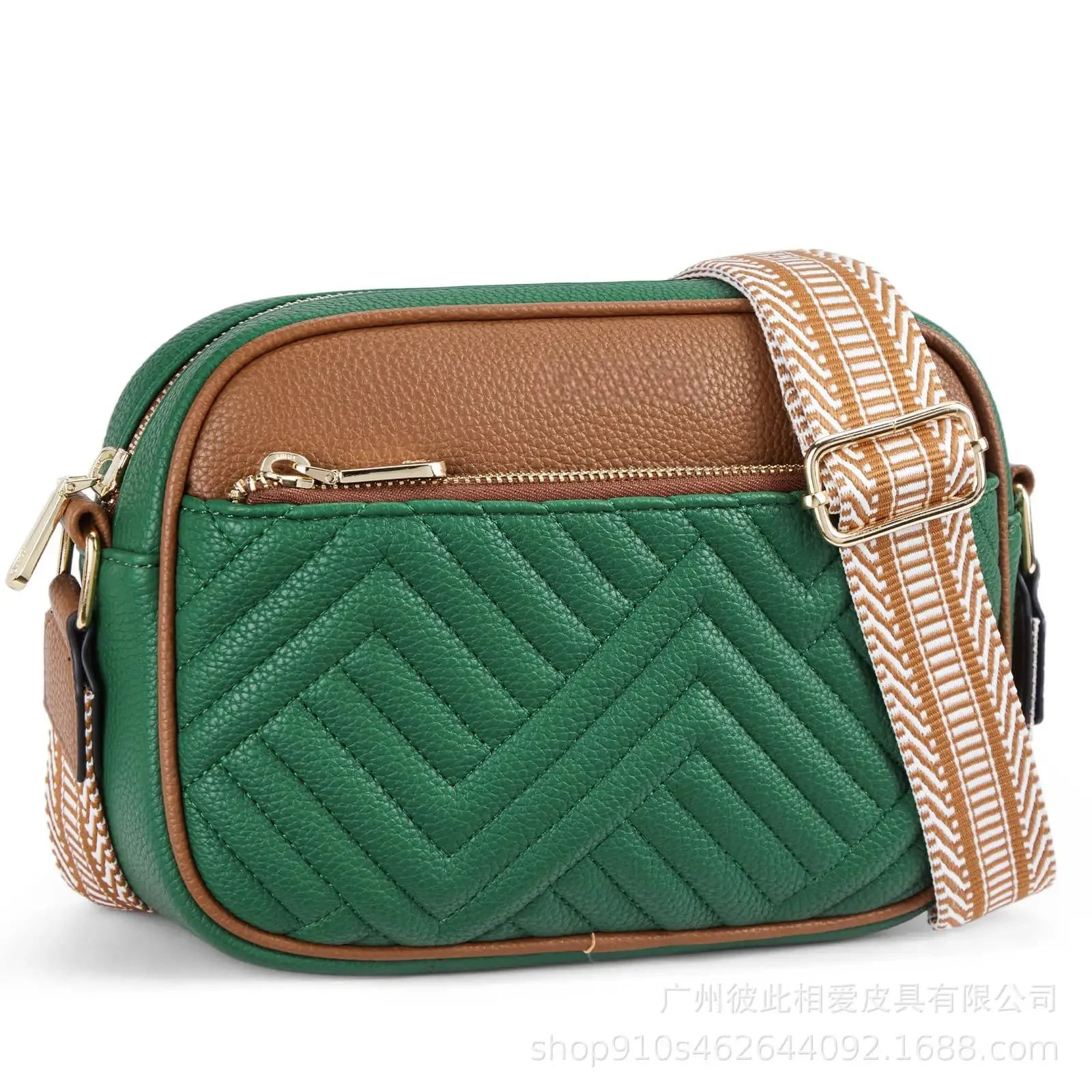 

Hot Selling Quilted Embroidered Grid Colored Retro Shoulder Bag Zipper Shoulder Strap Crossbody Bag Wallet Small Square Bag
