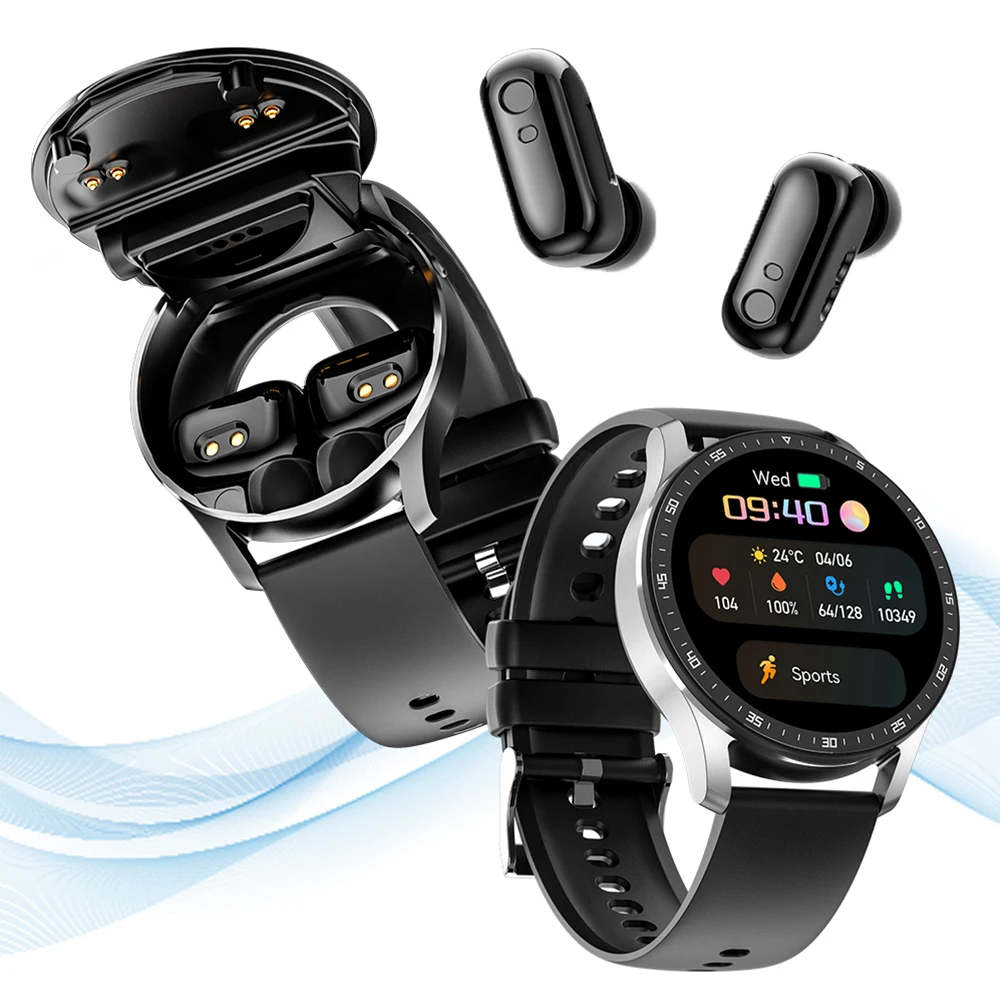 Smart Watch Earphone 2 In 1 Ip67 Waterproof Bluetooth Call Sports