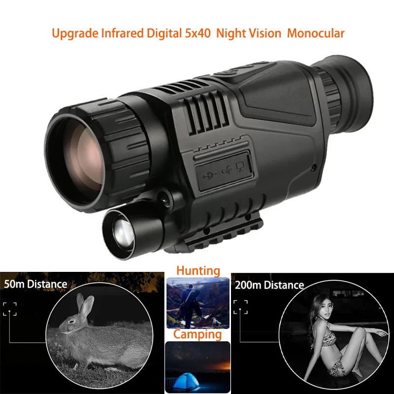 Télescope monoculaire 5x40, Vision nocturne, mise à niveau, Distance de