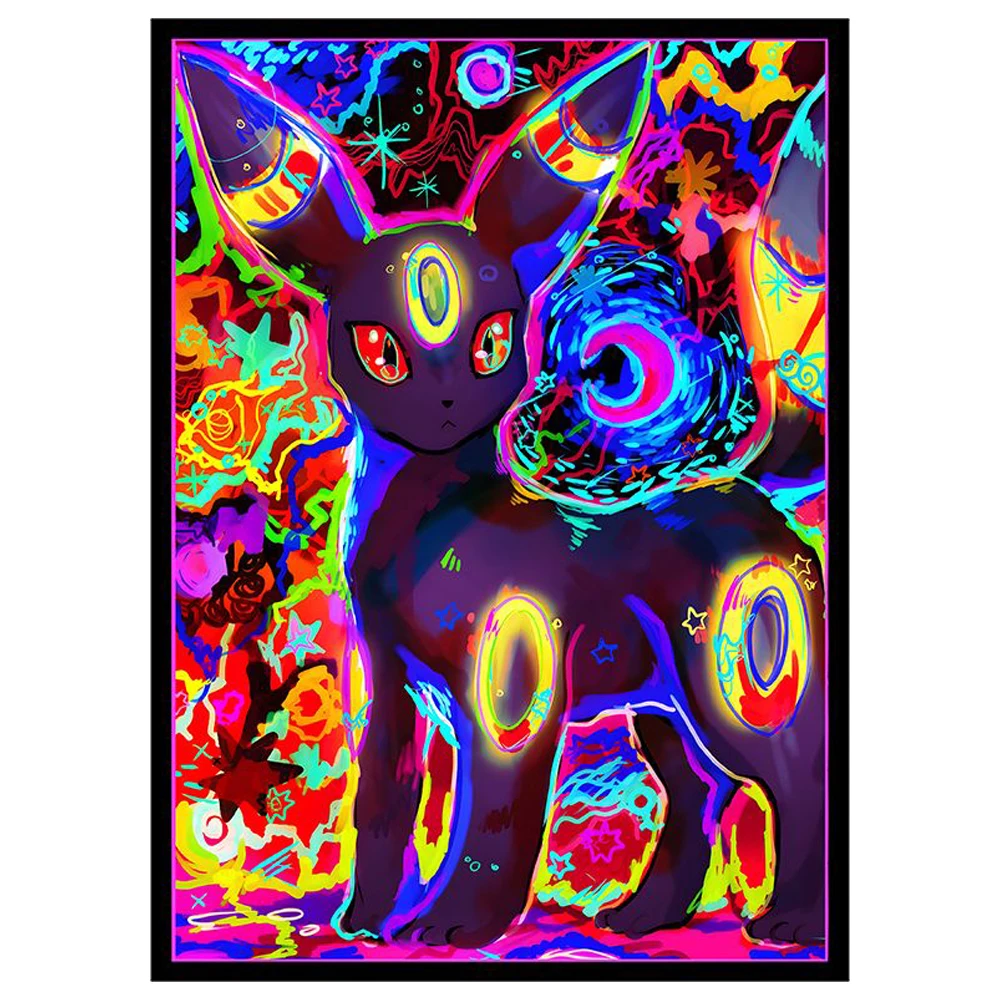 50Pcs 66*91Mm Eevee Holographic Anime Cards Sleeves Gioco Da Tavolo Protezione Per Carte Collezionabili Perfect Fit Pokemon Card