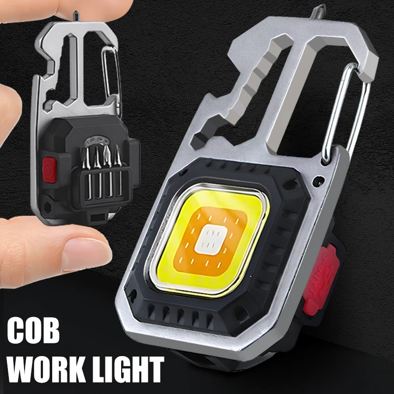 

Mini LED Flashlight Rechargeable Keychain Light Outdoor Camping Light Portable Work Light with Wrench Screwdriver Window Hammer