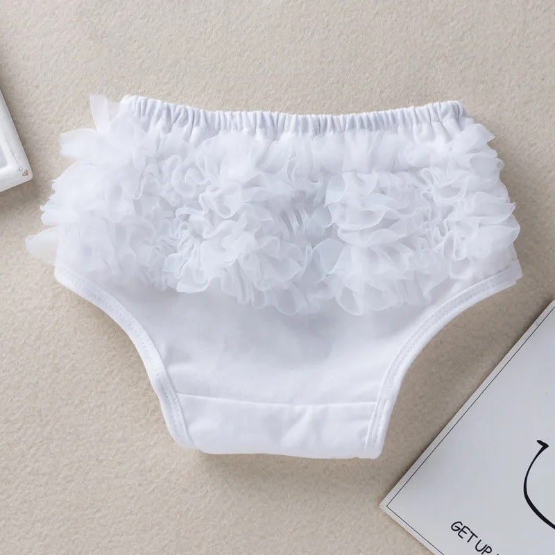 Girls' PP Pants 0-2 Years Old Solid Color Cute Mesh Baby Cotton Shorts Soft and Comfortable Children's Pants