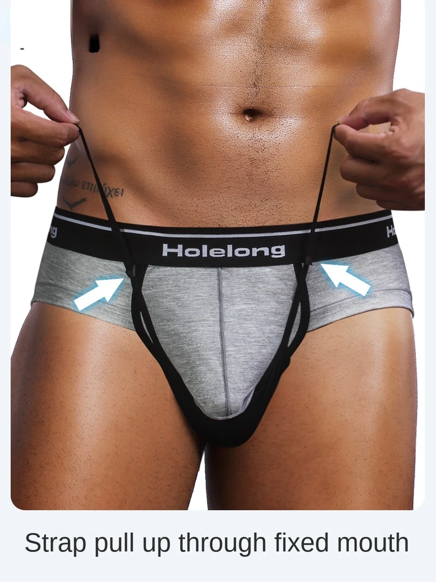 Separation Triangle Underwear Men's Foreskin Separation Big Bag Men Bra Strap Drawstring Penis Friction Increase Sex Durability