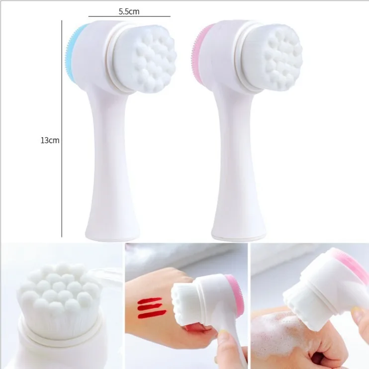 Mini Manual Facial Cleansing Brush Silicone Massage Face Brush Soft Bristles Double-Sided Handheld Cleaning Device Pore Cleaner 6
