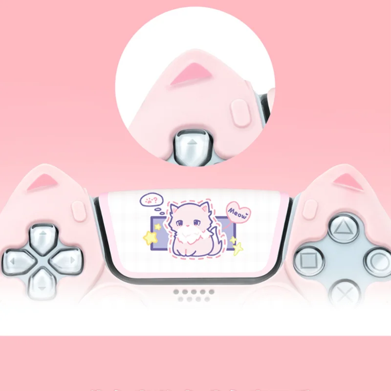 Pink Cat Paw Silicone Protective Case for PS5 Controller with Thumb Grip Cap
