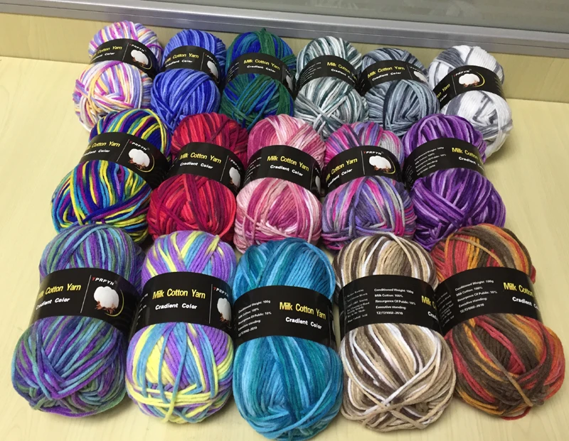 100g=1Pc ColorFul Milk Cotton Yarn Worsted Blended Crochet Yarn Knitting Sweater Scarf 7plys 6