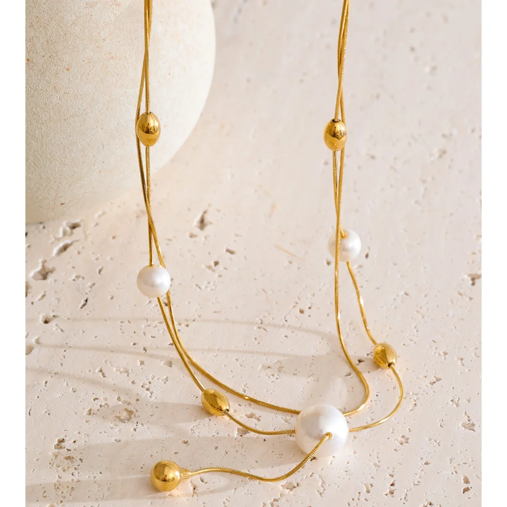 Yhpup Necklace Jason Flat Layered Chain Stylish Chic Handmade Jewelry