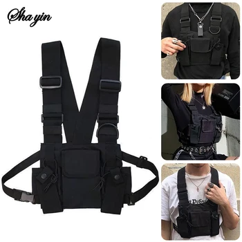 Borsa pettorale tattica funzionale per donna Moda Bullet Gilet hip-hop Borse streetwear Marsupio casual Borsa pettorale nera unisex