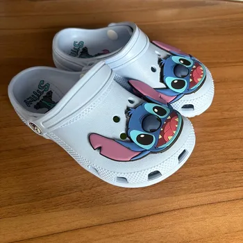Stitch Cartoon Anime Solid Waterproof Slippers Outdoor Sandals Stitch Casual Breathable Ankle-Wrap For Kids Shoes Gift 2