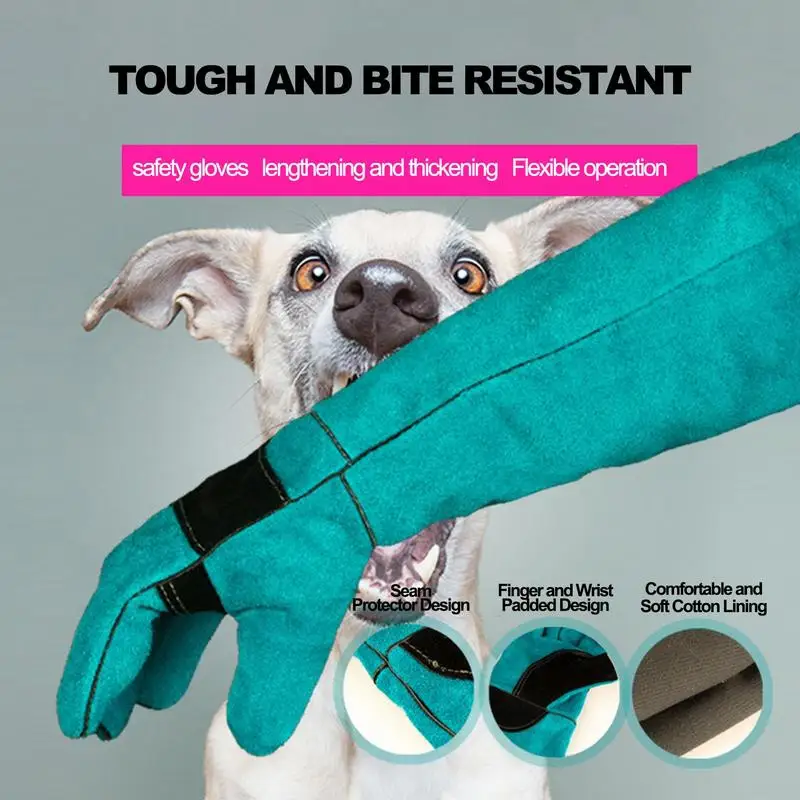 Anti-Bite Safety Gloves Ultra Long Thickened Green Pets Grip Biting Protective Gloves For Catch Dog Cat Reptiles Animal supplies