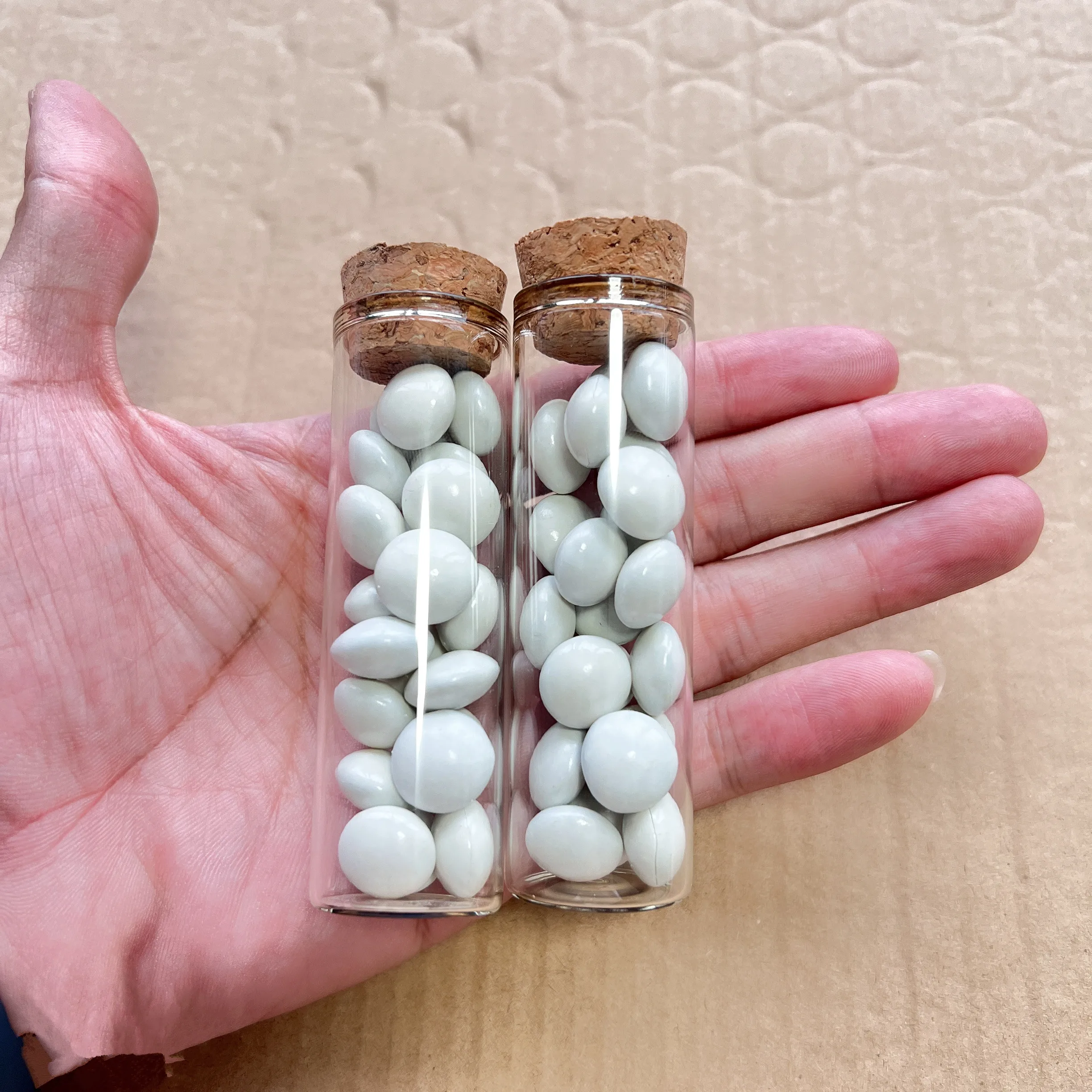 40/80 Pcs/lot Flat-bottomed Wedding Glass Bottle Glass Jars dragée Test Tube Empty Container DIY Crafts Marriage Bottle Gift 4