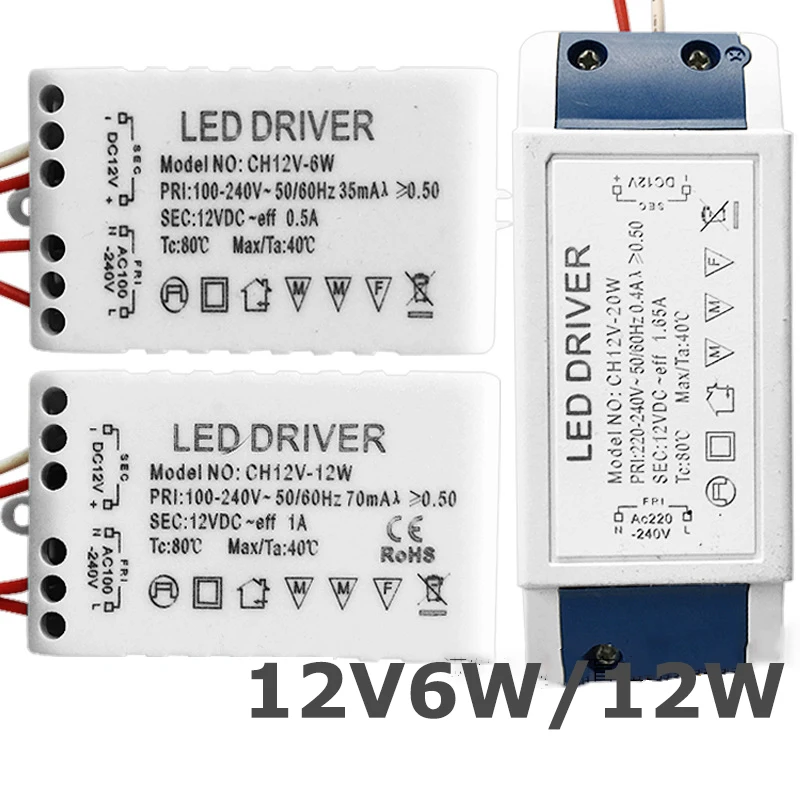 LED Driver DC12V 6W 12W For LED Lamps Power Supply Unit AC100-240V Lighting Transformers For LED Power LED Corn Lights 12v 6w12w high quality 5050 dc12v e12 led lamps e12 led lights led e12 bulbs 12v free shipping 10pcs lot