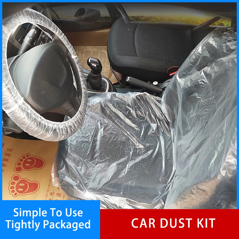 5PCS200pcs Car Disposable Plastic Seat Cover Car Dust Kit Waterproof
