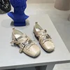 Women's Retro Butterfly Strap Buckle Design Ballet Shoes Korean Sweet Cute Shoes Ladies Leather Square Toe Flat Shoes Spring New 1