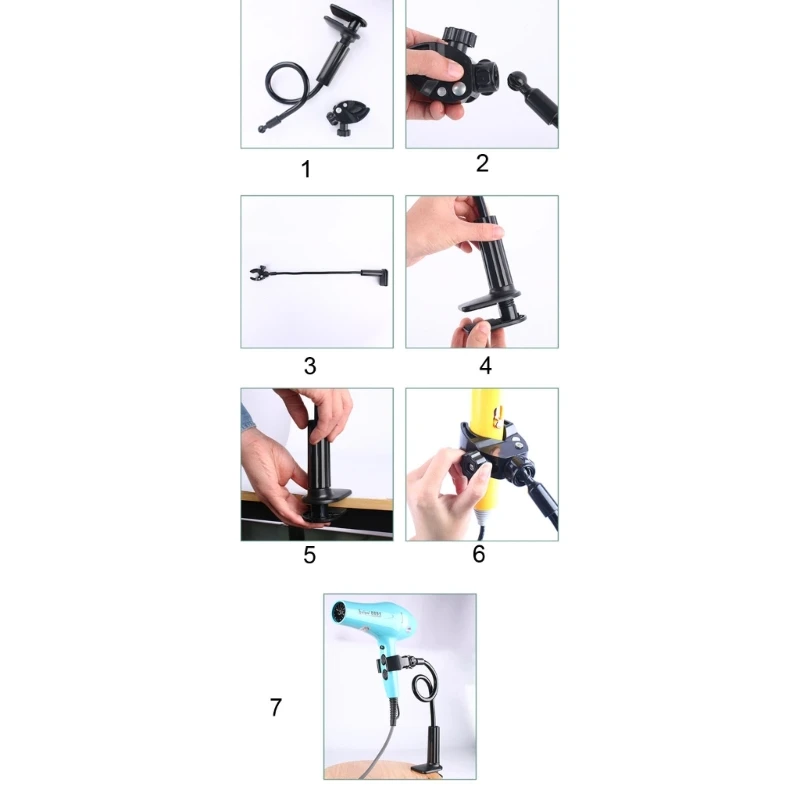 Pet Hair Dryer Stand for Dog Grooming Cats Table Grooming Bendable Hair Dryer Bracket Clamp Easy Use Pet Supply
