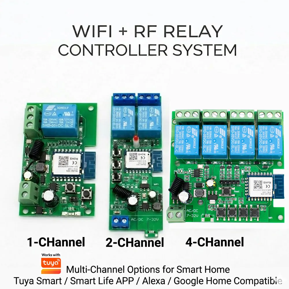 Smart Home Automation WiFi Relay Controller with APP Remote Control and Voice Assistant Compatibility