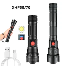 

900000Lumens High Power XHP50/70 Zoom Flashlight LED Rechargeable Torch Headlamp Glare USB Cycling Camping Equipment No Battery