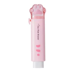 Adorable Kawaii Cat Retractable Eraser - Cute Korean Stationery (Pink)