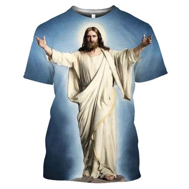Christ Jesus 3D Printing T Shirt Man Summer O-Neck Short