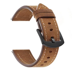 Handcrafted Genuine Cowhide Brown Watch Band with Vintage Metal Buckle - 22mm (Light Brown - Black)