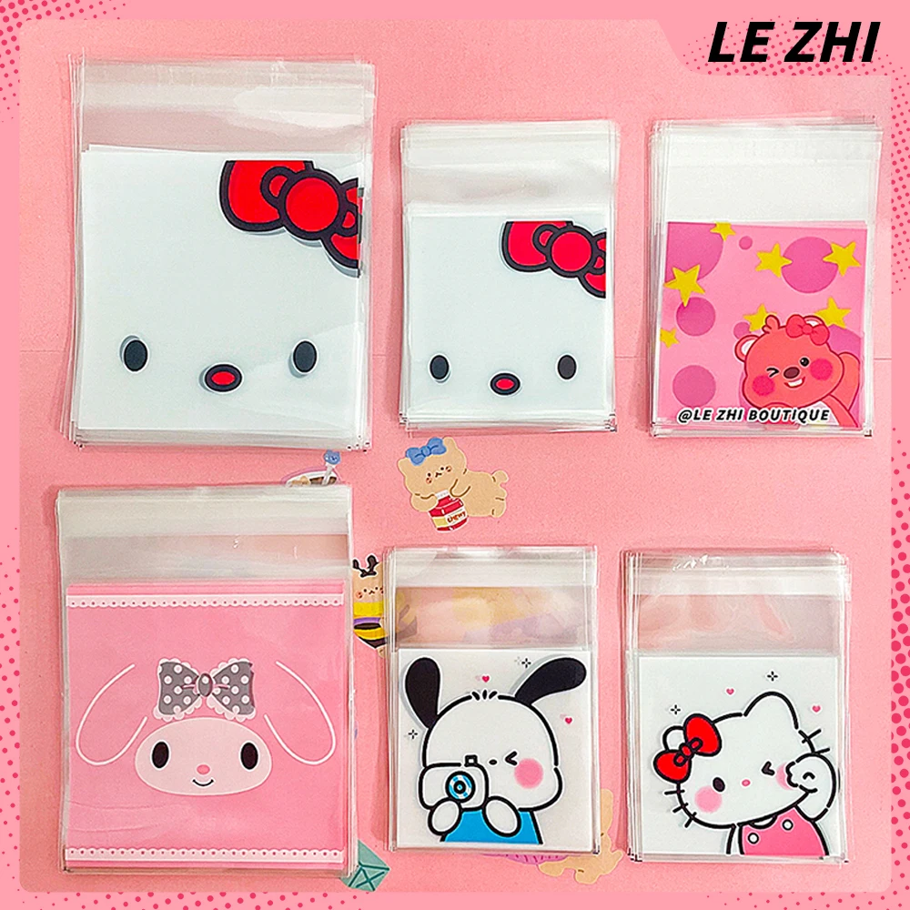 100PCS Packaging Bags Hello Kitty Mymelody Cute OPP Clear Self-adhesion Cartoon Printing DIY Gift Pastry Bag
