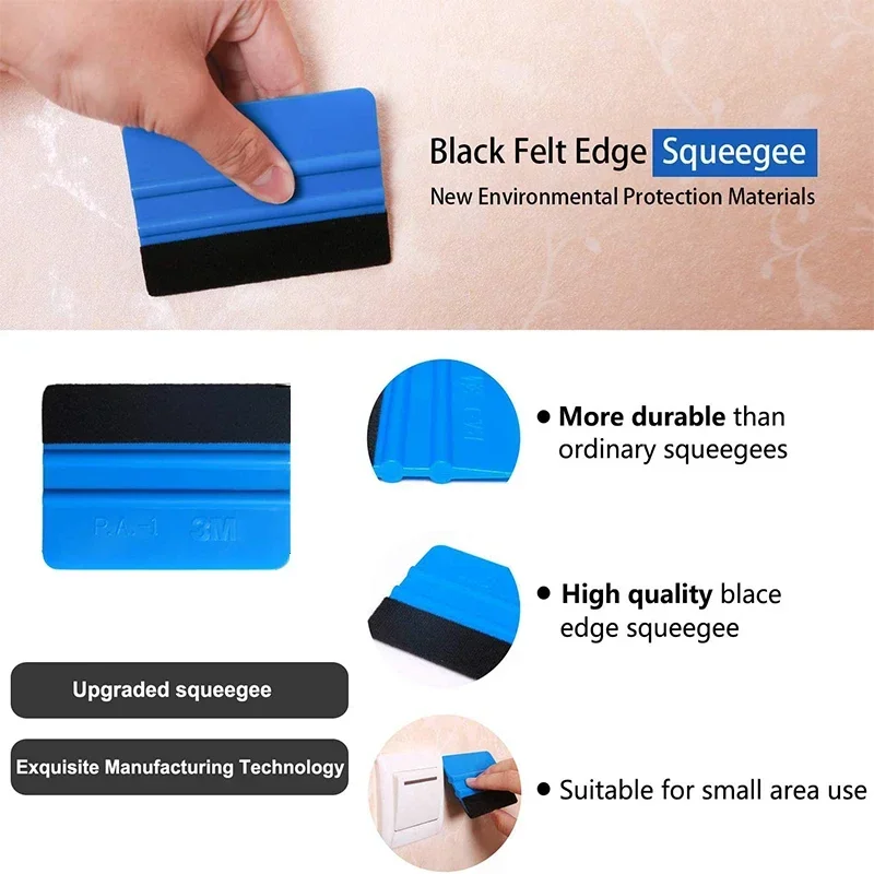 Car Wrapping Tools 1-3pcs Car Decals Squeegee Vinyl Wrapping Spatula Edge Scratch-free Suede Felt Window Film Lights Film Scraper