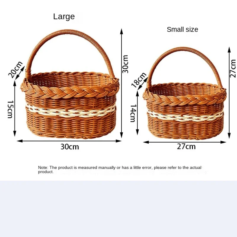 Fruit Vegetable Storage Basket with Handle Laundry Rattan Basket Clothes Baskets Rattan Basket Large Shopping Baskets 5