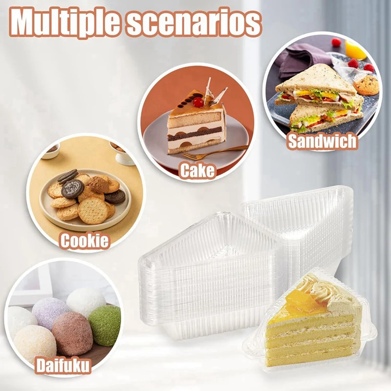 Dessert Packaging Boxes 50Pcs Cake Slice Containers With Hinged Lid Disposable Pie Slice Boxes Individual Cheesecake Containers Cake Carriers