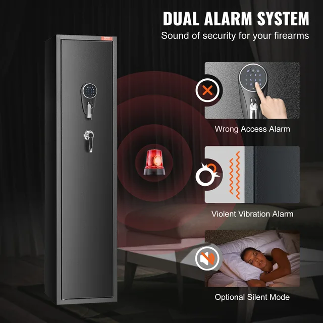 SucceBuy 3-8 Rifles Gun Safe w/ Digital Keypad & Lock Gun Storage Cabinet with Removable Storage Shelf for Home Long Gun Pistols 4