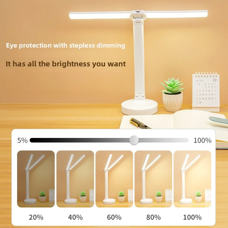 LED Desk Lamp 3 Levels Dimmable Touch Night Light USB Rechargeable Eye Protection Foldable Table Lamp Bedroom Bedside Reading