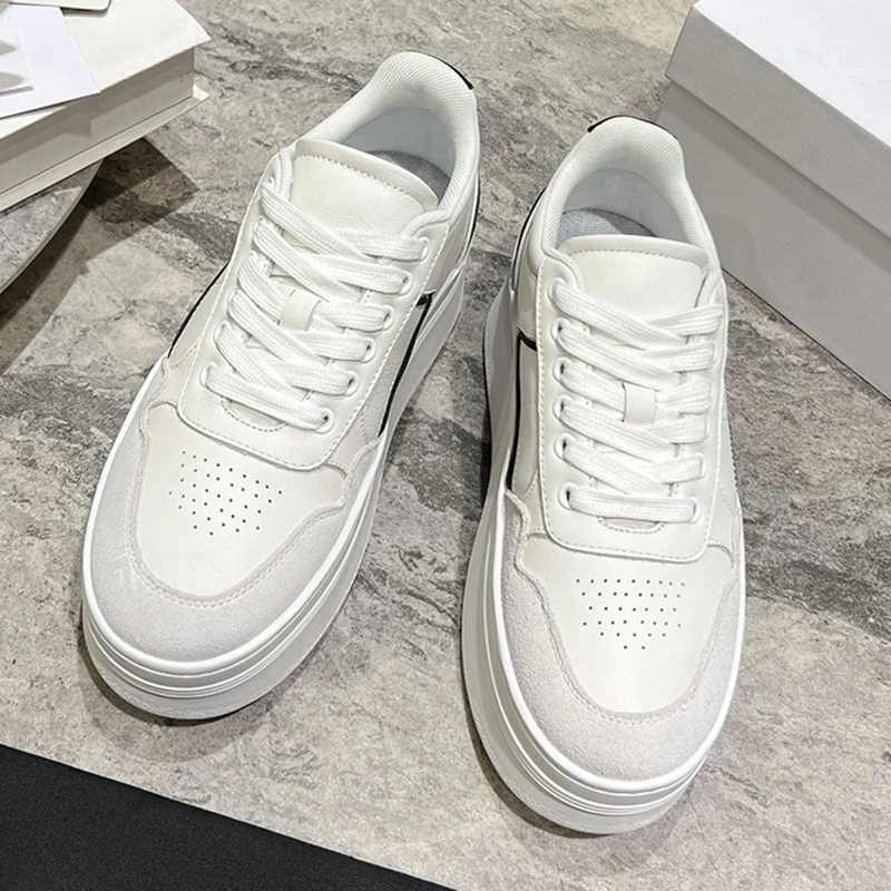 

Женские кроссовки на толстой подошве, белые дышащие кроссовки с круглым носком, повседневные, брендовый дизайн, 2024