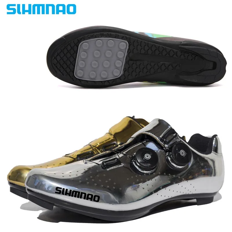 

2024 Road bicycle lock shoes, hard soled men's and women's mandarin duck style lockless cycling shoes, mountain bicycle shoes