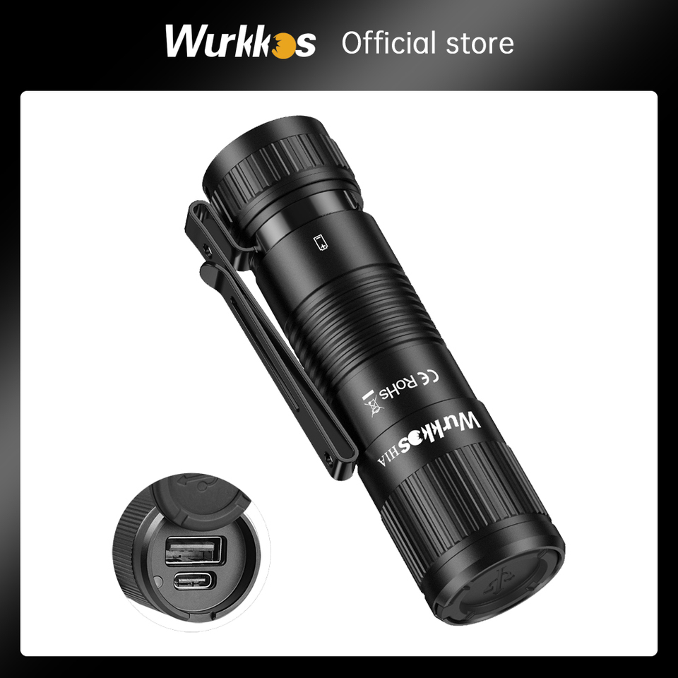 Wurkkos H1A Portable Charger for Flashlights and Mobile Phones IP68 Waterproof Aluminum Alloy Power Bank with Clip (Not a Torch)