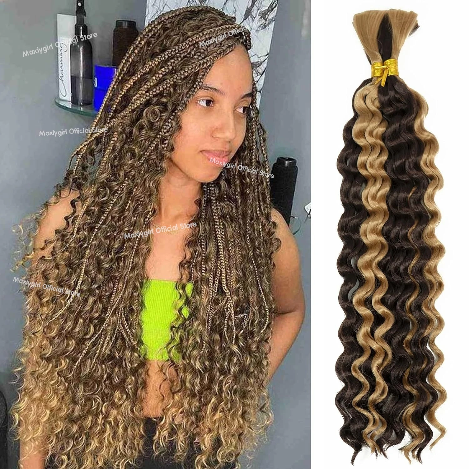 Natural 18 24 30 Inch Human Hair Bulk Water Wave No Weft Hair Bundles Virgin Curly Bulk for Boho Braided Extensions