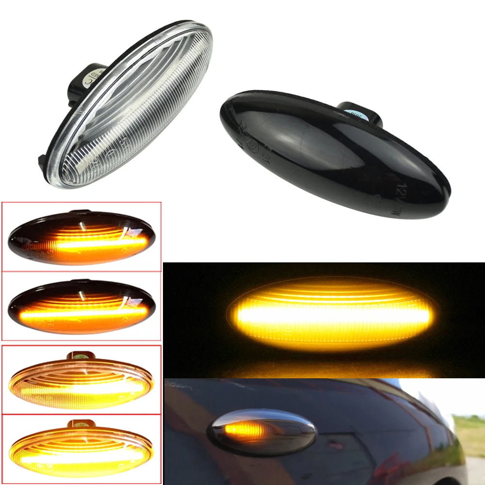2Pieces Dynamic LED Side Marker Lights Turn Signal Indicator Repeater