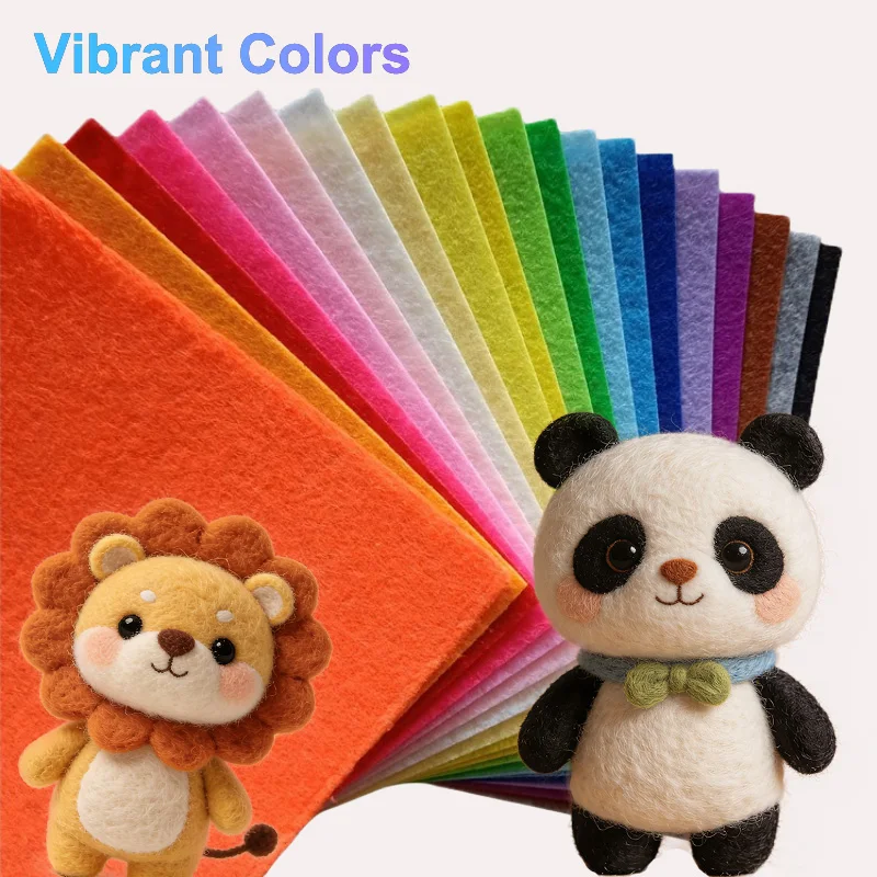 20×30cm 얇고 내구성 있는 펠트 원단은 다양한 색상으로 제공되며, 수공예품 제작, DIY 공예 및 바느질에 적합합니다.