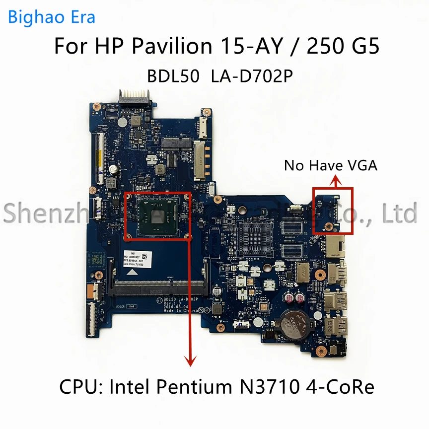 Placa-mãe de Laptop para hp Pavilion Bdl50 La-d702p 250 g5 15 ay Intel N3060 Cpu N3710 Ddr3 854944601 854949-601 854943-601 - Imagem 3