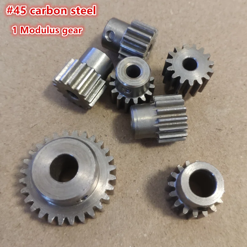 #45 steel 1modulus metal gear 1M 20T 21T 22T 23T 24T 25T 26T 27T 28T 29T spur gear with high boss~